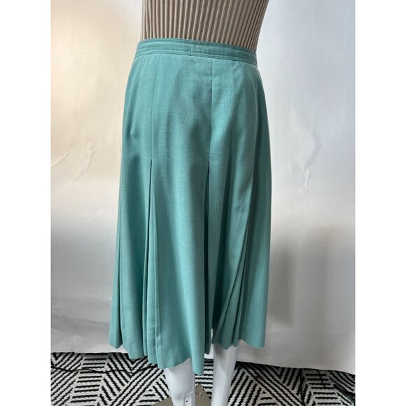 Jones New York Women's Size 14 Aqua Button-Front Pleated Midi Skirt - Picture 5 of 16